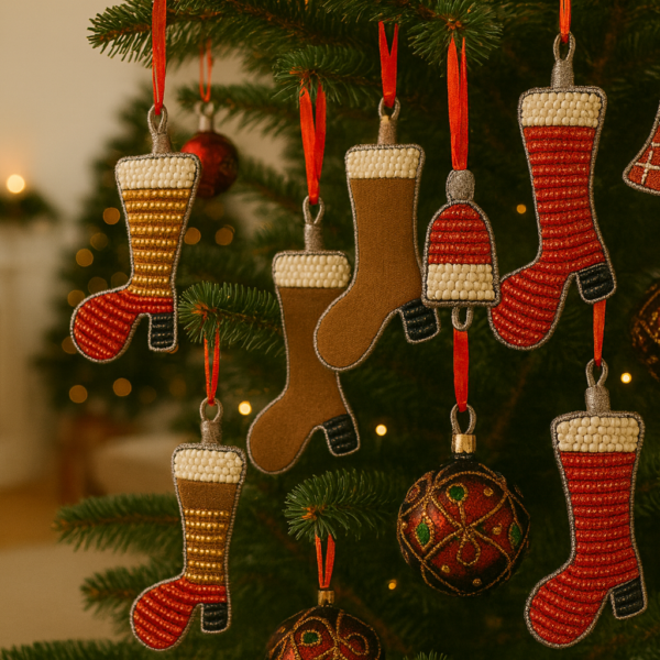 Handmade Beaded Christmas Stockings