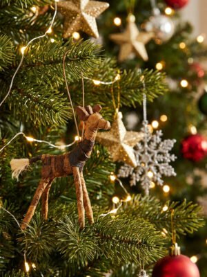 Giraffe Christmas Ornament on Tree Giraffe Christmas Ornament on Tree