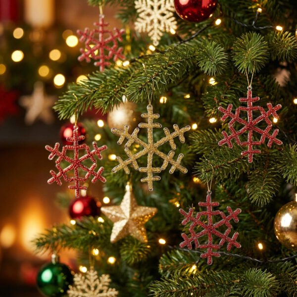 Snowflake Ornament on Christmas Tree