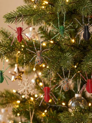 Handmade Beaded Spider Christmas Ornaments - African Beadwork Holiday Decor Handmade Beaded Spider Christmas Ornaments - African Beadwork Holiday Decor