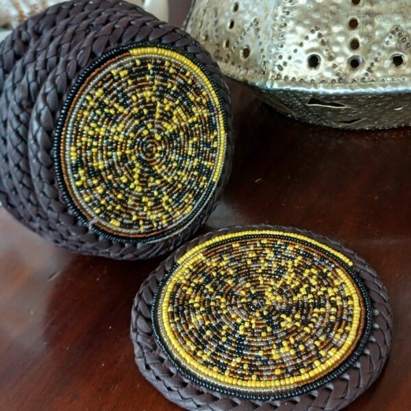 Black & Yellow Maasai Beaded Coasters