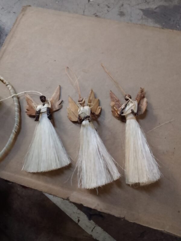 Tall Sisal Angel Dangles – Handmade African Christmas Ornaments Tall Sisal Angel Dangles – Handmade African Christmas Ornaments