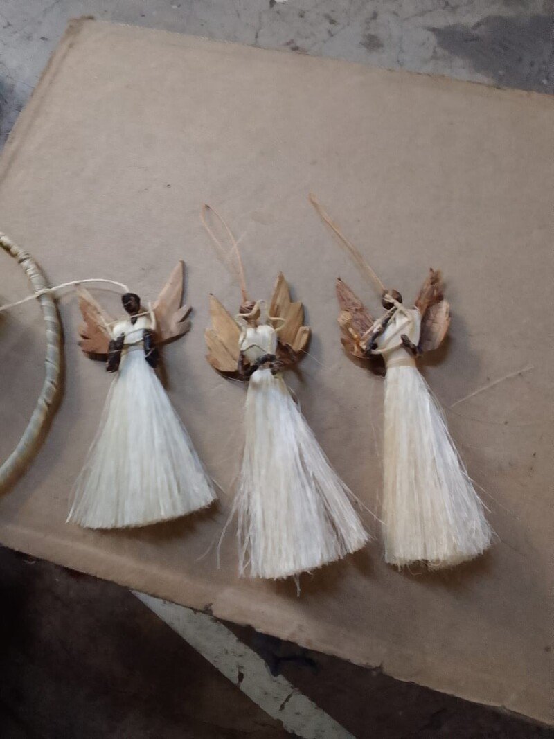 Tall Sisal Angel Dangles – Handmade African Christmas Ornaments