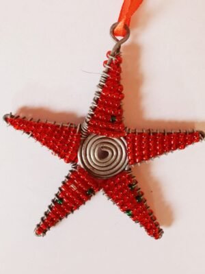 Red star Christmas decor with metallic center Red star Christmas decor with metallic center