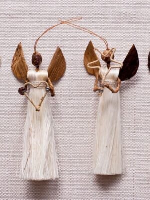 Tall Sisal Angel Dangles - Handmade African Christmas Decorations Tall Sisal Angel Dangles - Handmade African Christmas Decorations