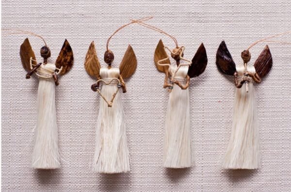 Tall Sisal Angel Dangles - Handmade African Christmas Decorations Tall Sisal Angel Dangles - Handmade African Christmas Decorations