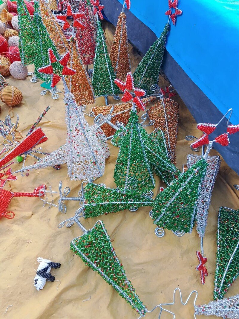 Handmade Beaded Christmas Tree with Star Top - African Festive Decor Handmade Beaded Christmas Tree with Star Top - African Festive Decor