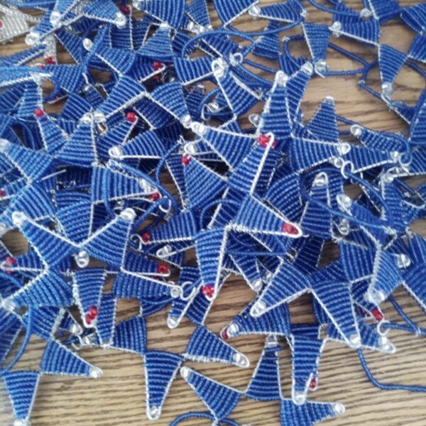 Blue Beaded Star Christmas Ornament