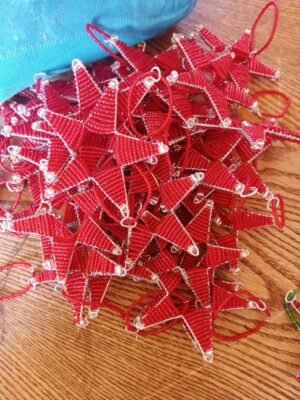 Red Beaded Star Christmas Ornament Red Beaded Star Christmas Ornament