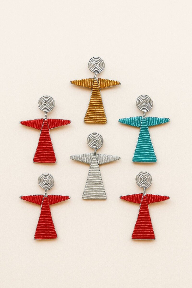 Metallic Beaded Angel Ornament