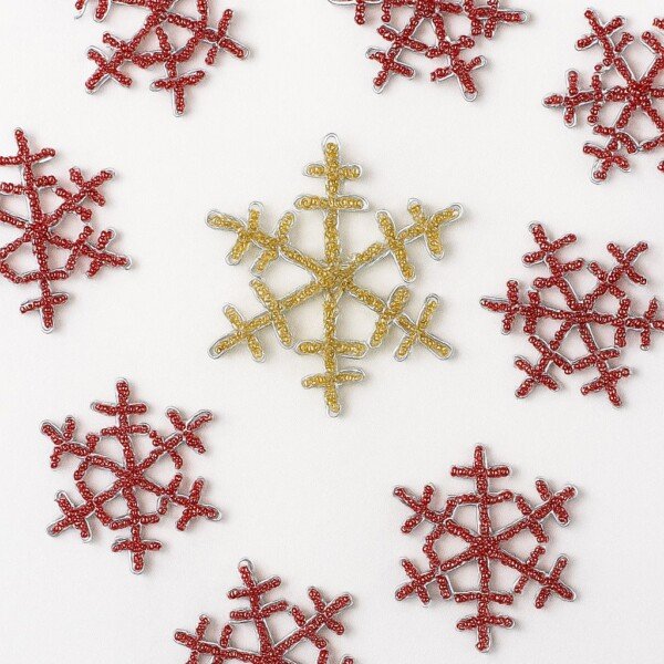 Beaded snowflakes Christmas decor - African holiday ornaments