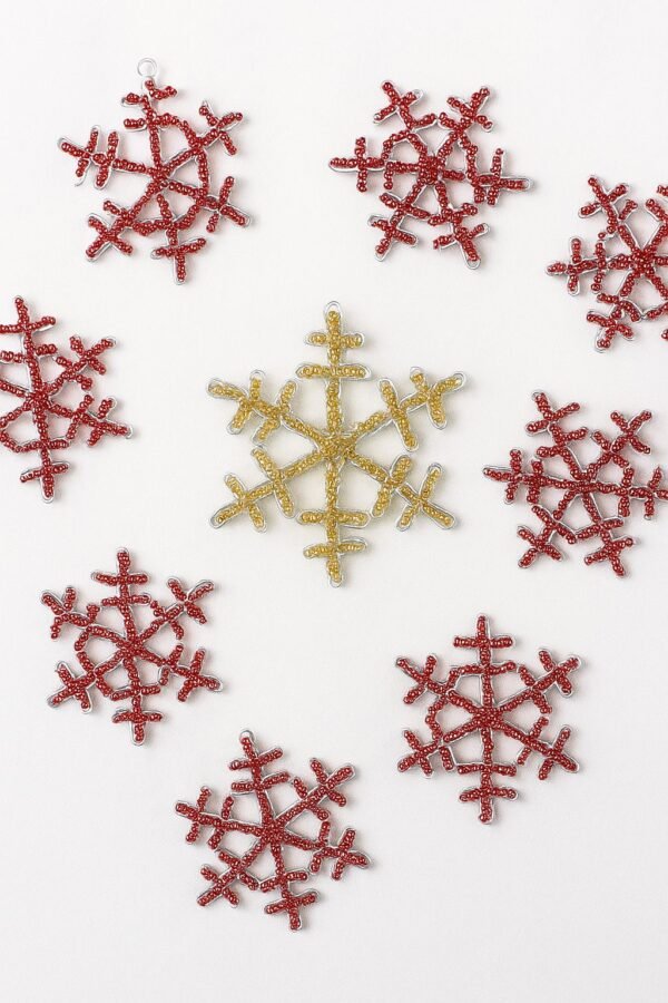 Beaded snowflakes Christmas decor - African holiday ornaments