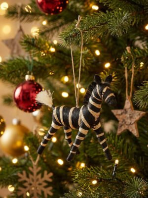 Reed Zebra Ornament on Christmas Tree Reed Zebra Ornament on Christmas Tree
