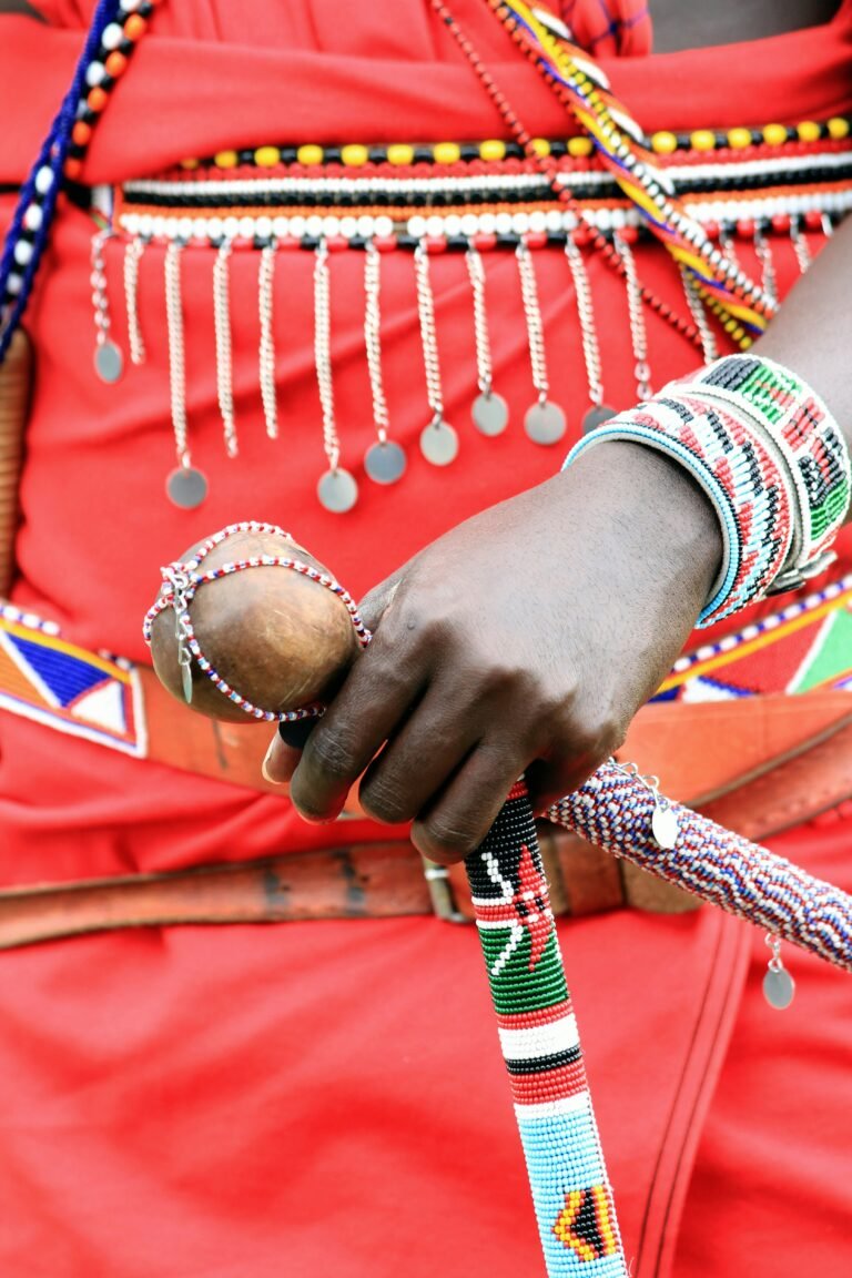 Maasai with beaded belt and accessories