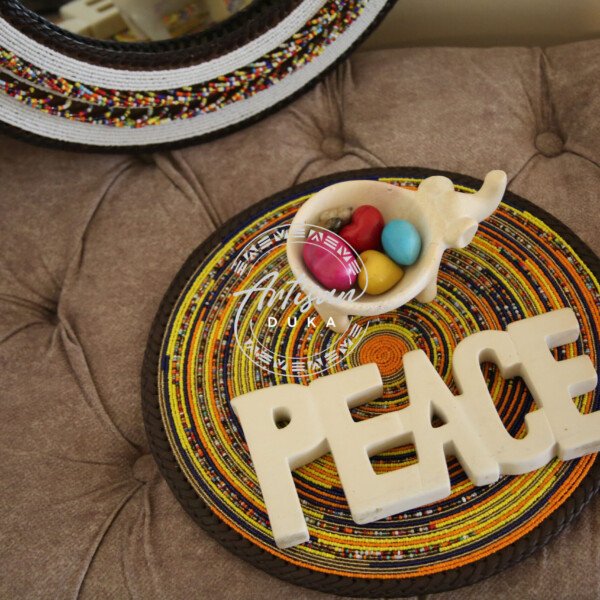 Sunrise Glow Yellow Round Beaded Placemat