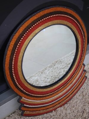 Sunset Ember Beaded Mirror