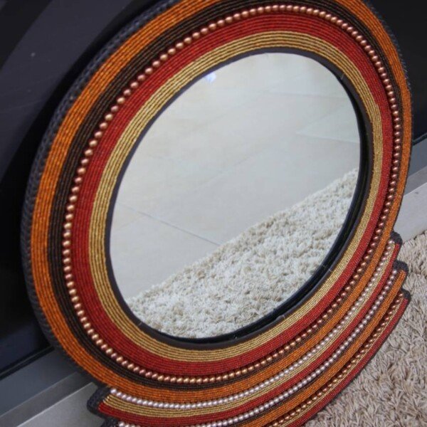 Sunset Ember Beaded Mirror