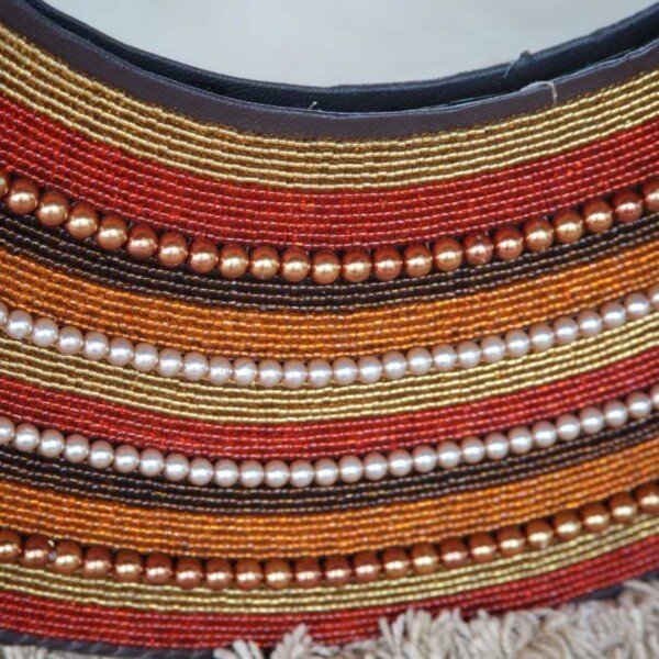 Sunset Ember Beaded Mirror