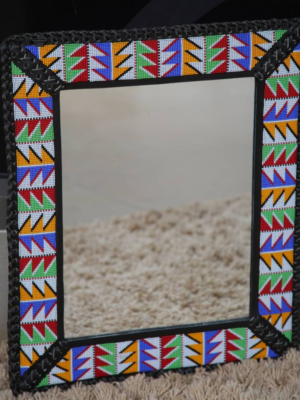 Carnival Prism Beaded Square Mirror – 25 Inch