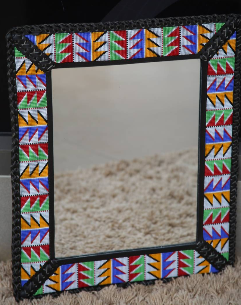 Carnival Prism Beaded Square Mirror – 25 Inch