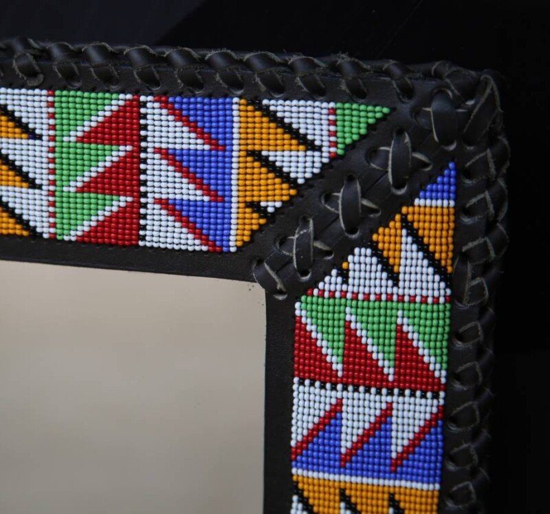 Carnival Prism Beaded Square Mirror – 25 Inch