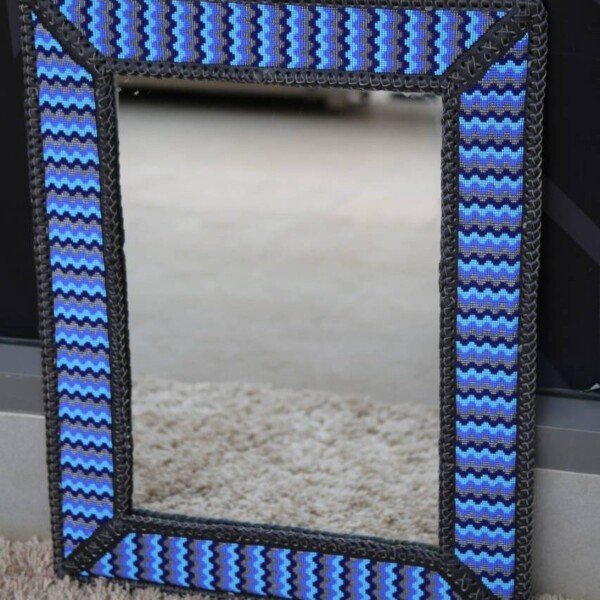Oceanic Mirage Beaded Square Mirror - 25 Inch