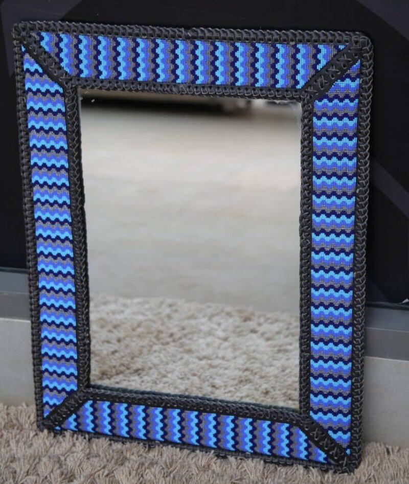 Oceanic Mirage Beaded Square Mirror - 25 Inch