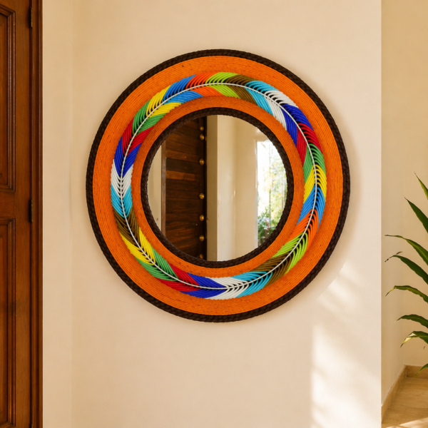 Beaded Leaf Design Pattern Mirror
