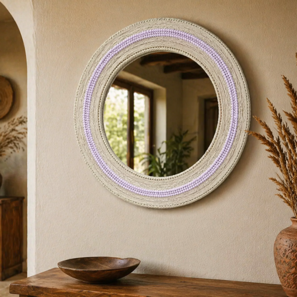 Snow White Maasai Beaded Mirror