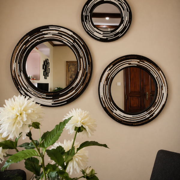 Trio Elegance Beaded Mirror Set - Classic Collection