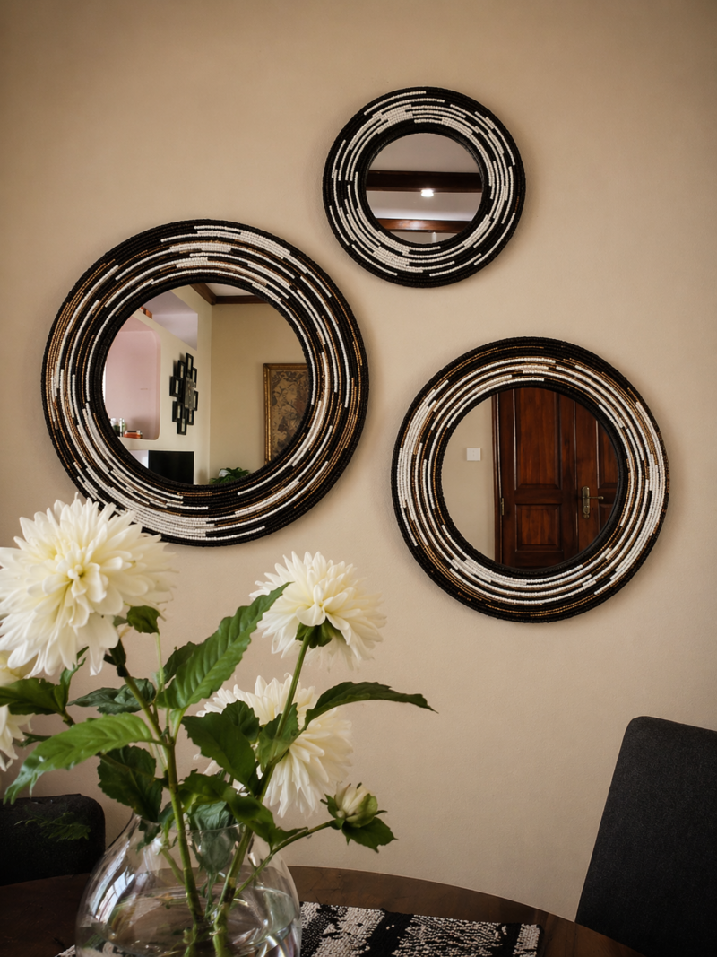 Trio Elegance Beaded Mirror Set - Classic Collection