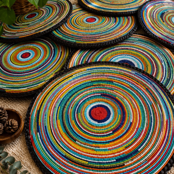 Rainbow Swirl Maasai Heritage Beaded Placemat