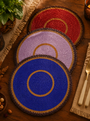 Trio Radiance 15-Inch Fully Beaded Maasai Placemats