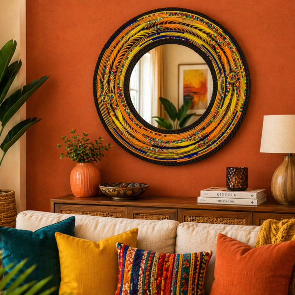 Golden Dawn Maasai Beaded Mirror