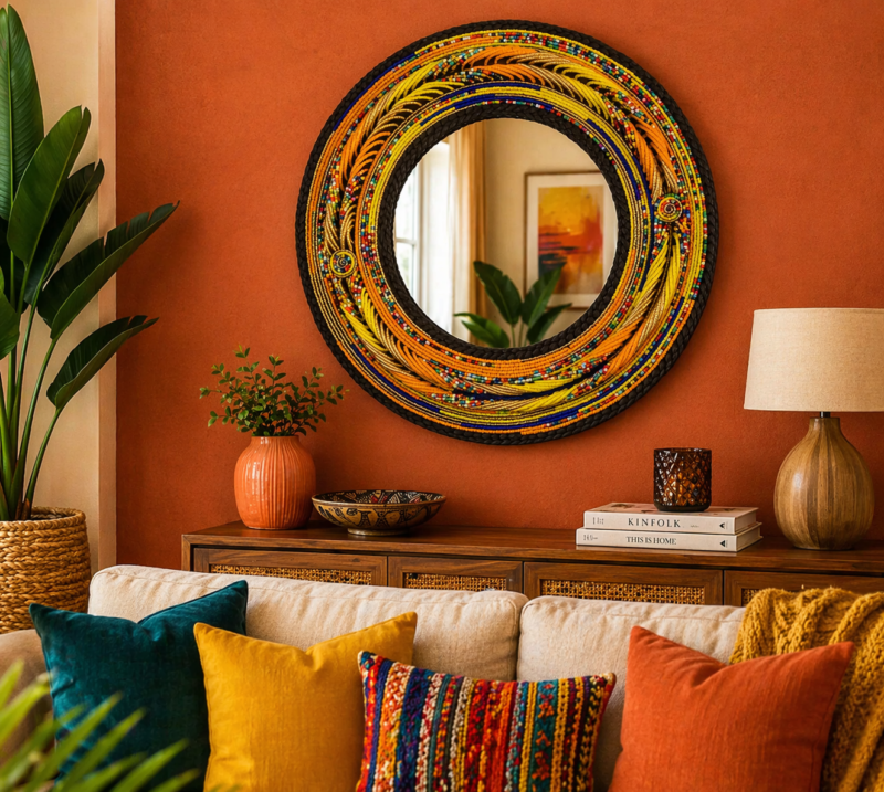 Golden Dawn Maasai Beaded Mirror