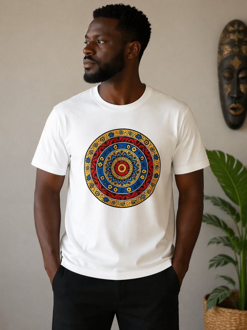 Unique White Ankara Print Cotton T-Shirt