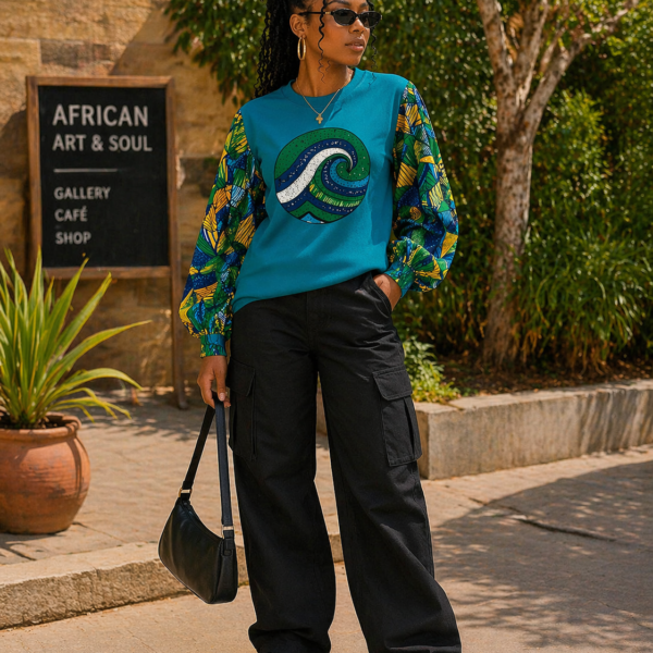 Tidecrest Wave Ankara Cotton T-Shirt