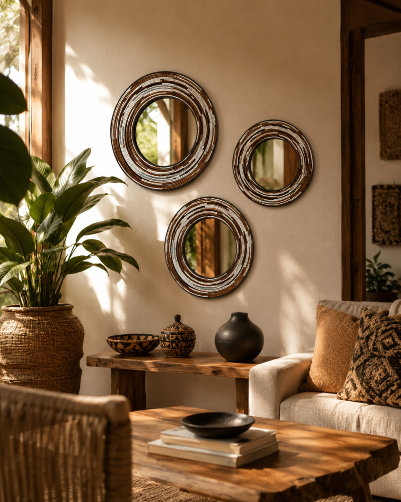Earth Ember Maasai Beaded Mirror