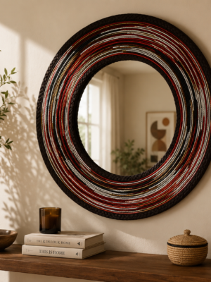 Handmade Red Beaded Mirror