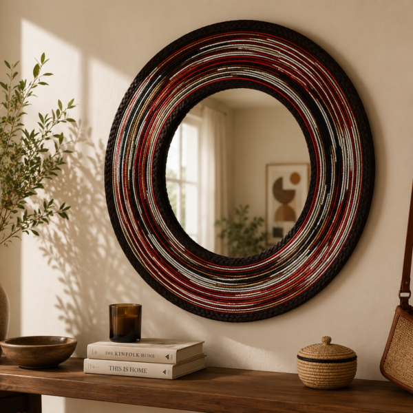 Handmade Red Beaded Mirror