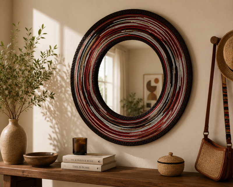 Handmade Red Beaded Mirror