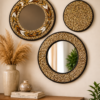 Earthtone Beaded Mirror & Mat Set