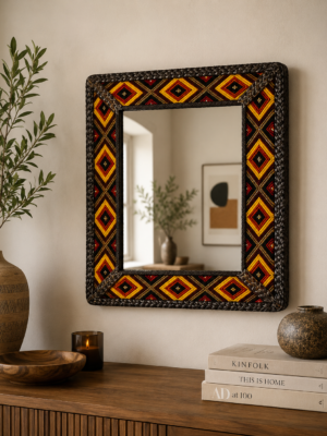 Savannah Flame Beaded Square Mirror - 25 Inch