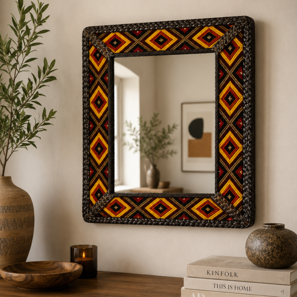 Savannah Flame Beaded Square Mirror - 25 Inch