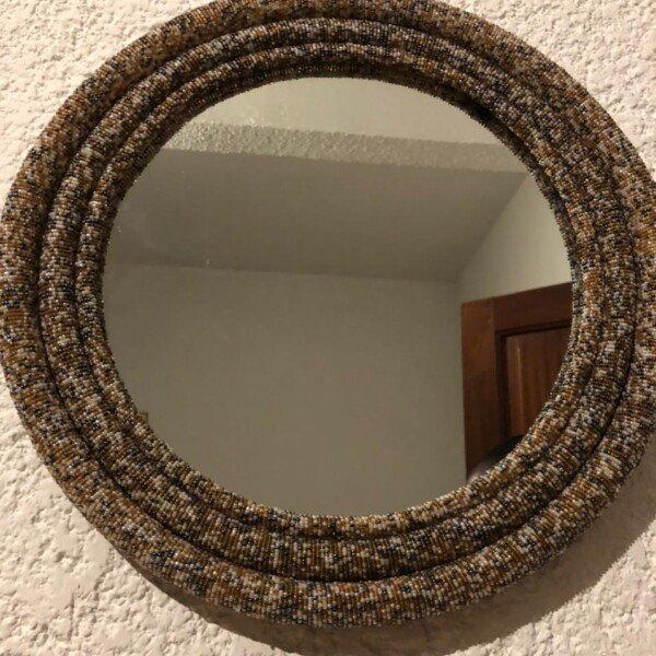 Earth Tone Tube Beaded Mirror