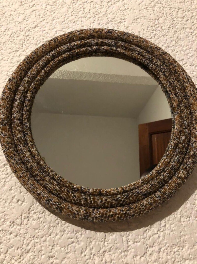 Earth Tone Tube Beaded Mirror
