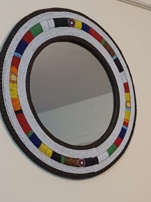 White Mixed Beads Patterned Mirror