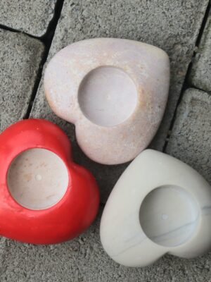 Heart Shaped Soapstone Candle Holders - 9 Inch Heart Shaped Soapstone Candle Holders - 9 Inch