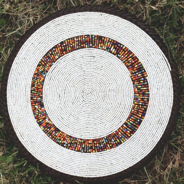 Ivory Dawn Maasai Beaded Placemat - Classic White Artisan Table Accent