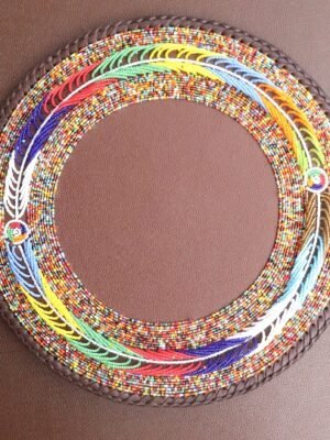 Verdant Leaf Half-Beaded Maasai Placemat Verdant Leaf Half-Beaded Maasai Placemat